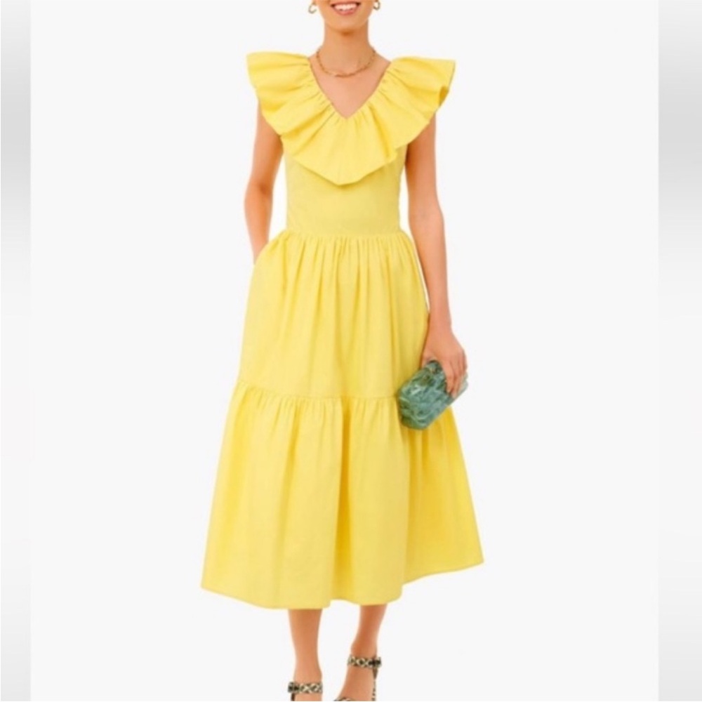 Yellow Ruffled Midi Dress